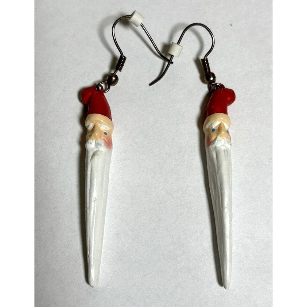 Santa Claus Pencil Shaped Earrings Resin 3